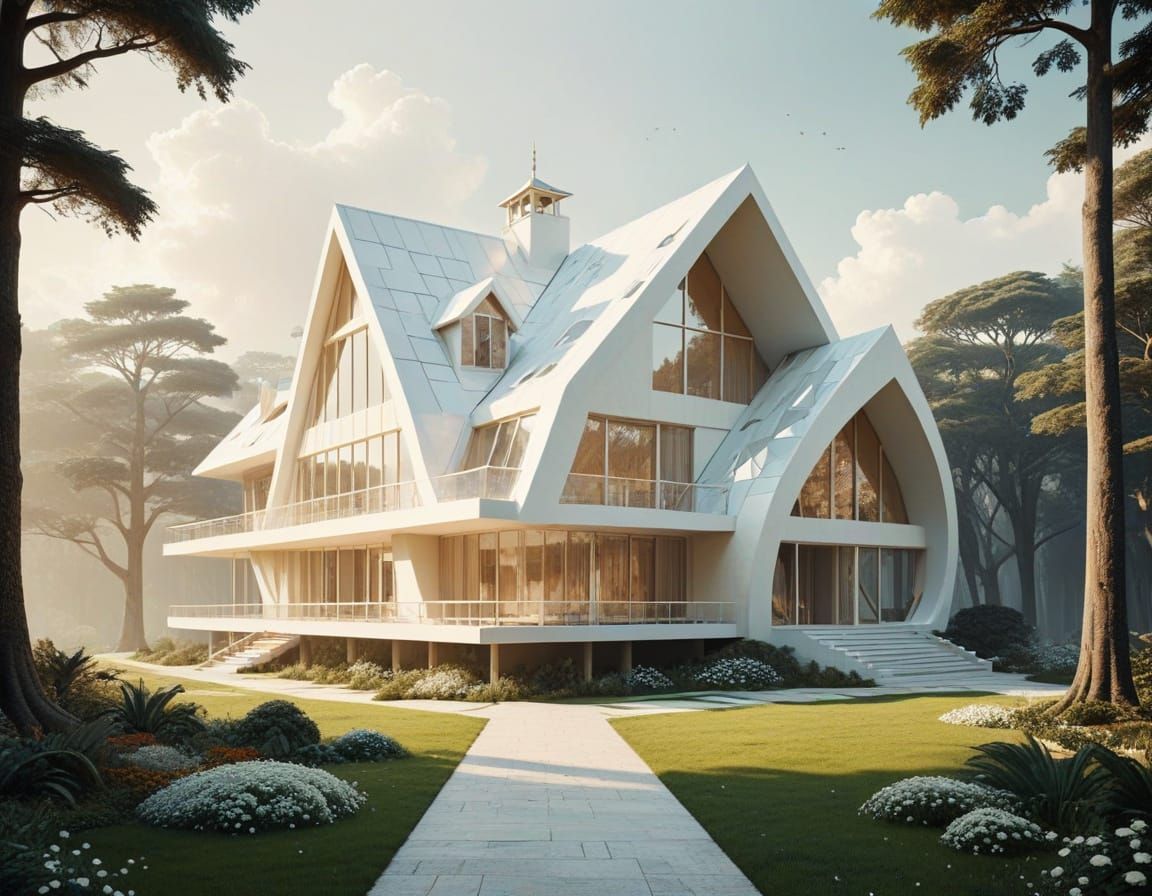 Surreal Geometric House in a Utopian Paradise
