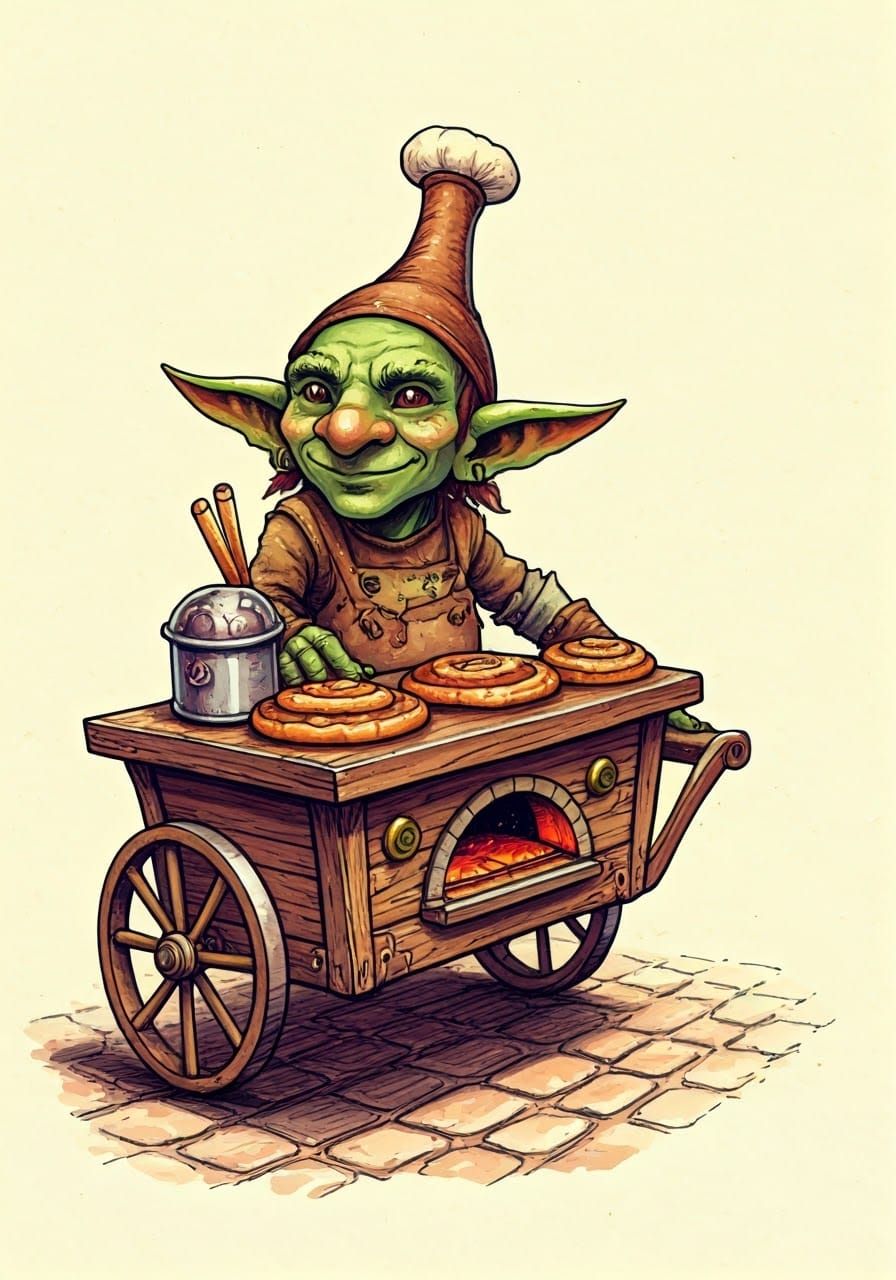 Goblin Baker in a Whimsical Marketplace