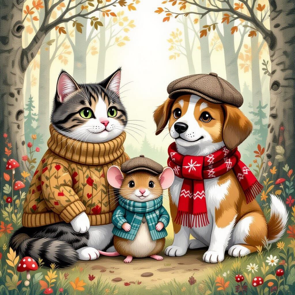 Whimsical Forest Animals in Beatrix Potter Style