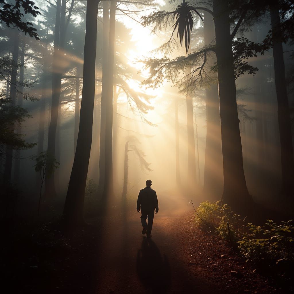 Dramatic Morning in the Forest, Cinematic Film Still