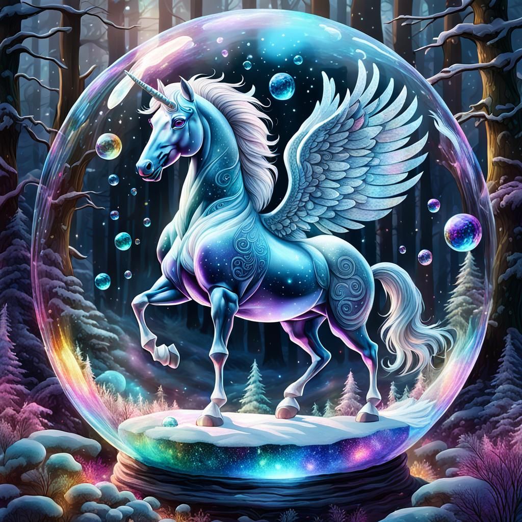 Frozen Pegasus Bubbles in Magical Forest