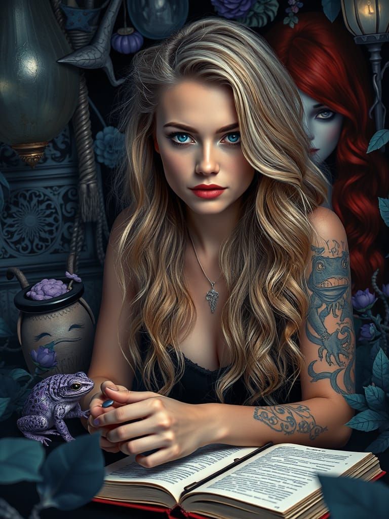 Surrealist Writer in Whimsical Fairy Garden