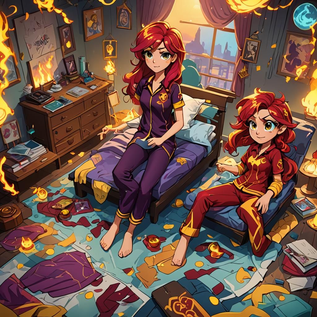 Cartoon Girl Spanking Scene in Detailed Matte Painting