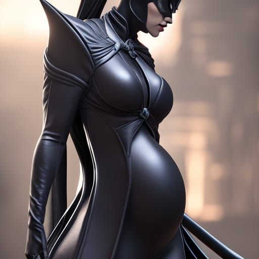 Pregnant Catwoman: Dark Fantasy Concept Art
