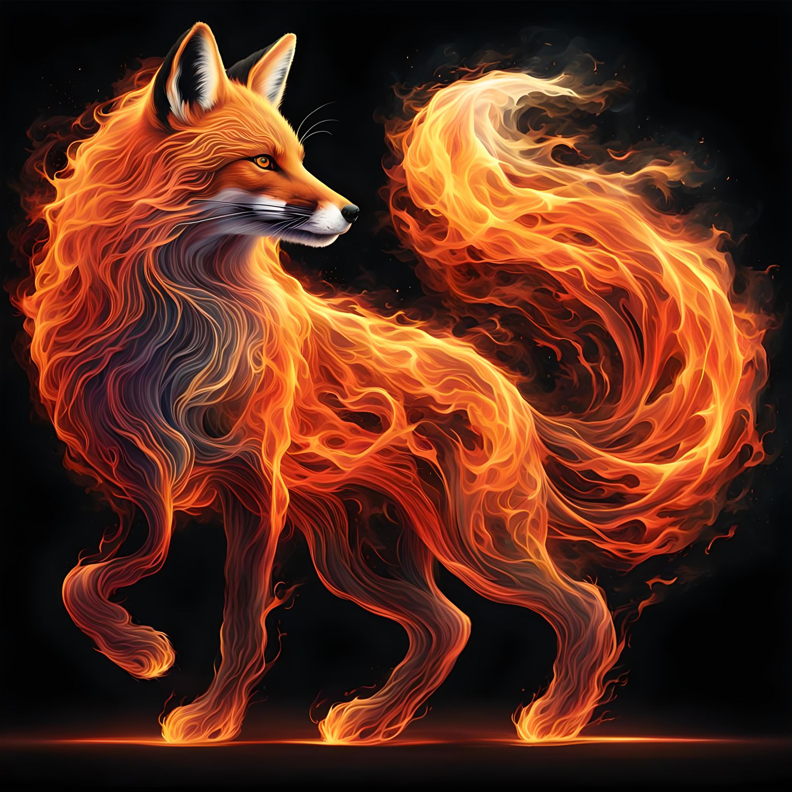 Fiery Fox: A Dynamic Display of Flaming Art