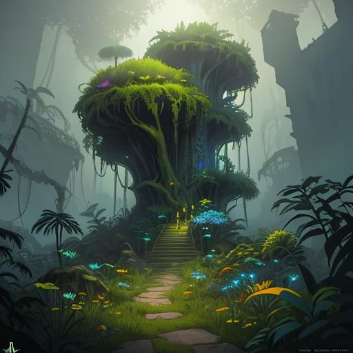 Mystical Mutant Garden Concept Art in Fantasy Style