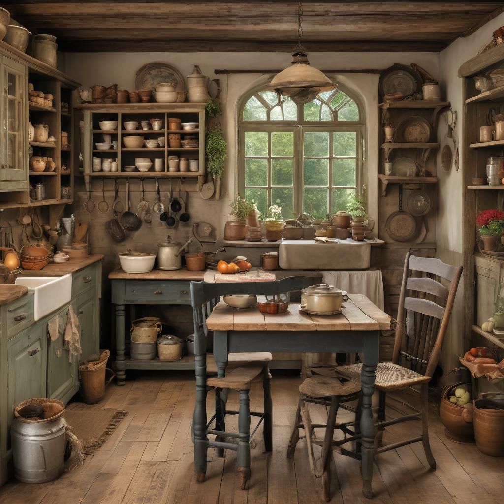 Cozy Country Kitchen in Vintage Style