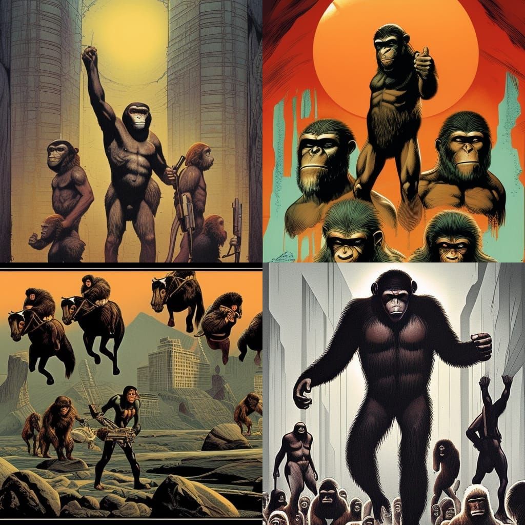 Planet of the Apes in Comic Book Art Style
