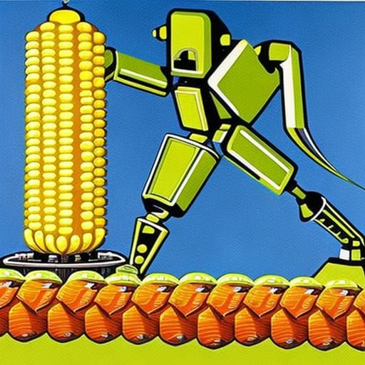 Robot Making Corn: An AI-Generated Image
