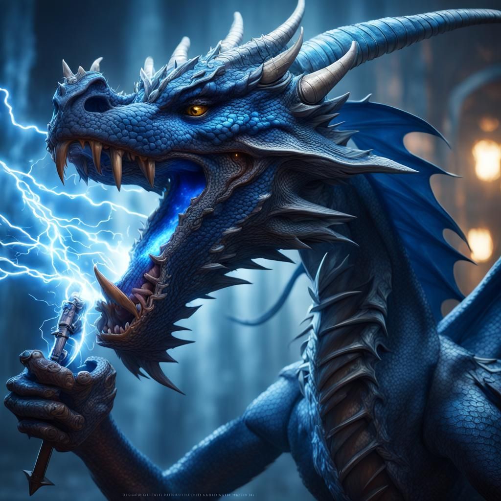 Electric Blue Dragon Fantasy Concept Art