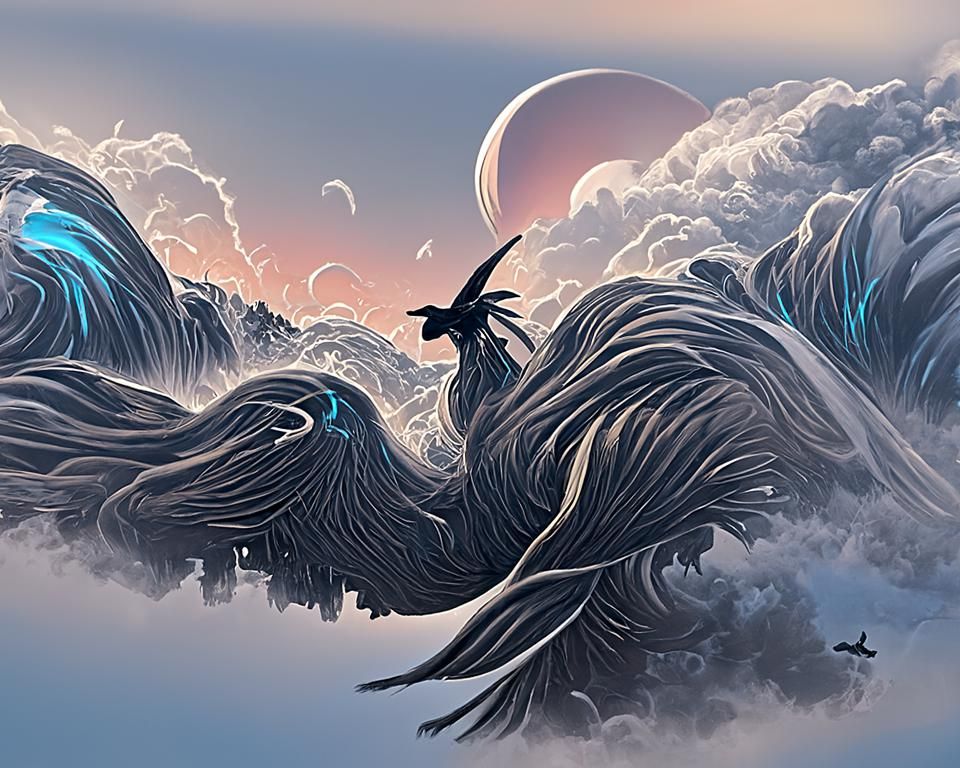 Black Paper Pegasus on Misty Island
