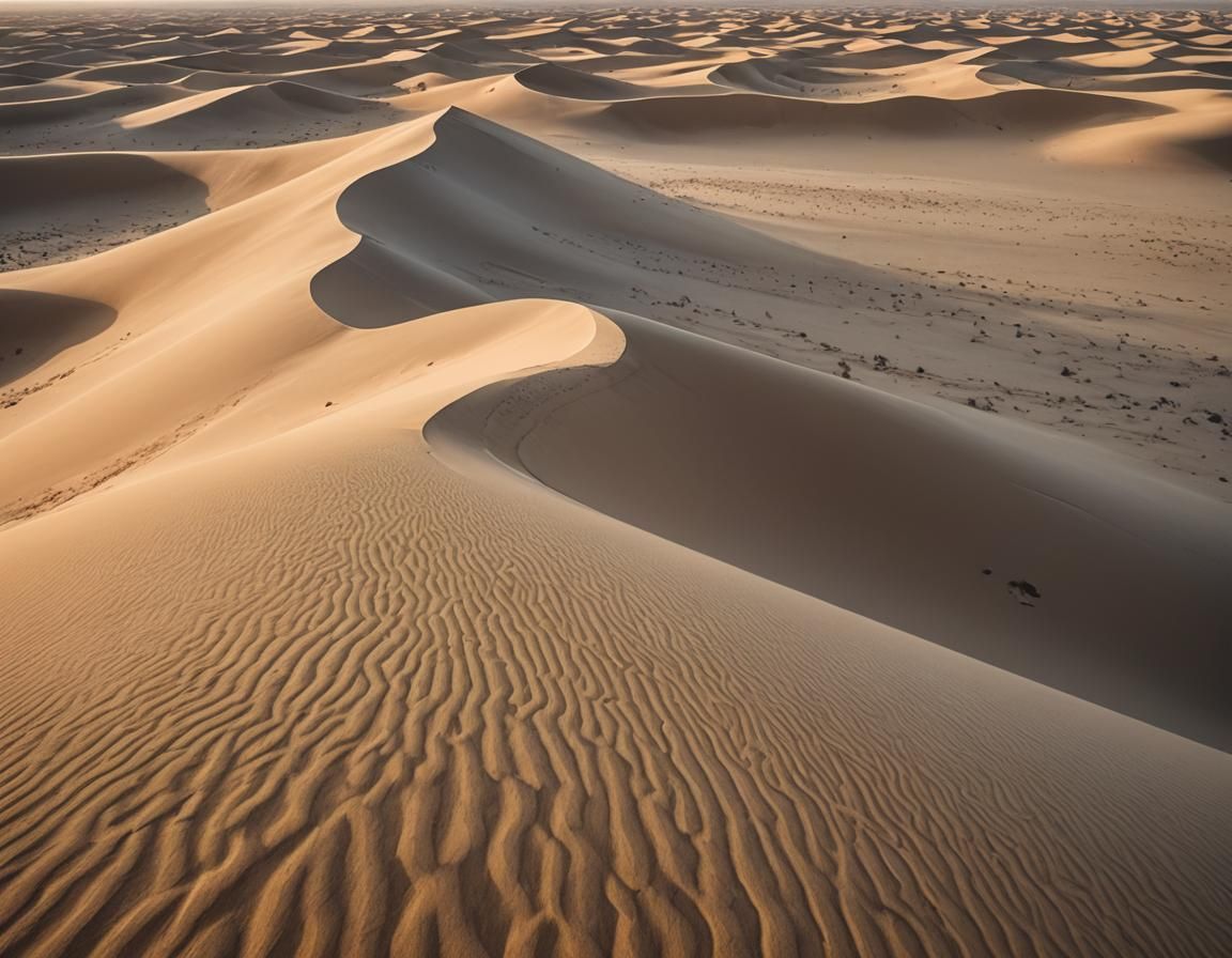 Serene Golden Sand Dunes at Dawn: Cinematic Desert Scene