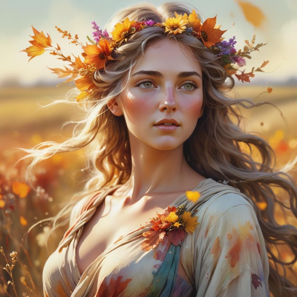 Demeter, Goddess of Seasons in Splash Art Style