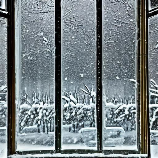 Hyperrealistic Snow Window with Intricate Crystal Details