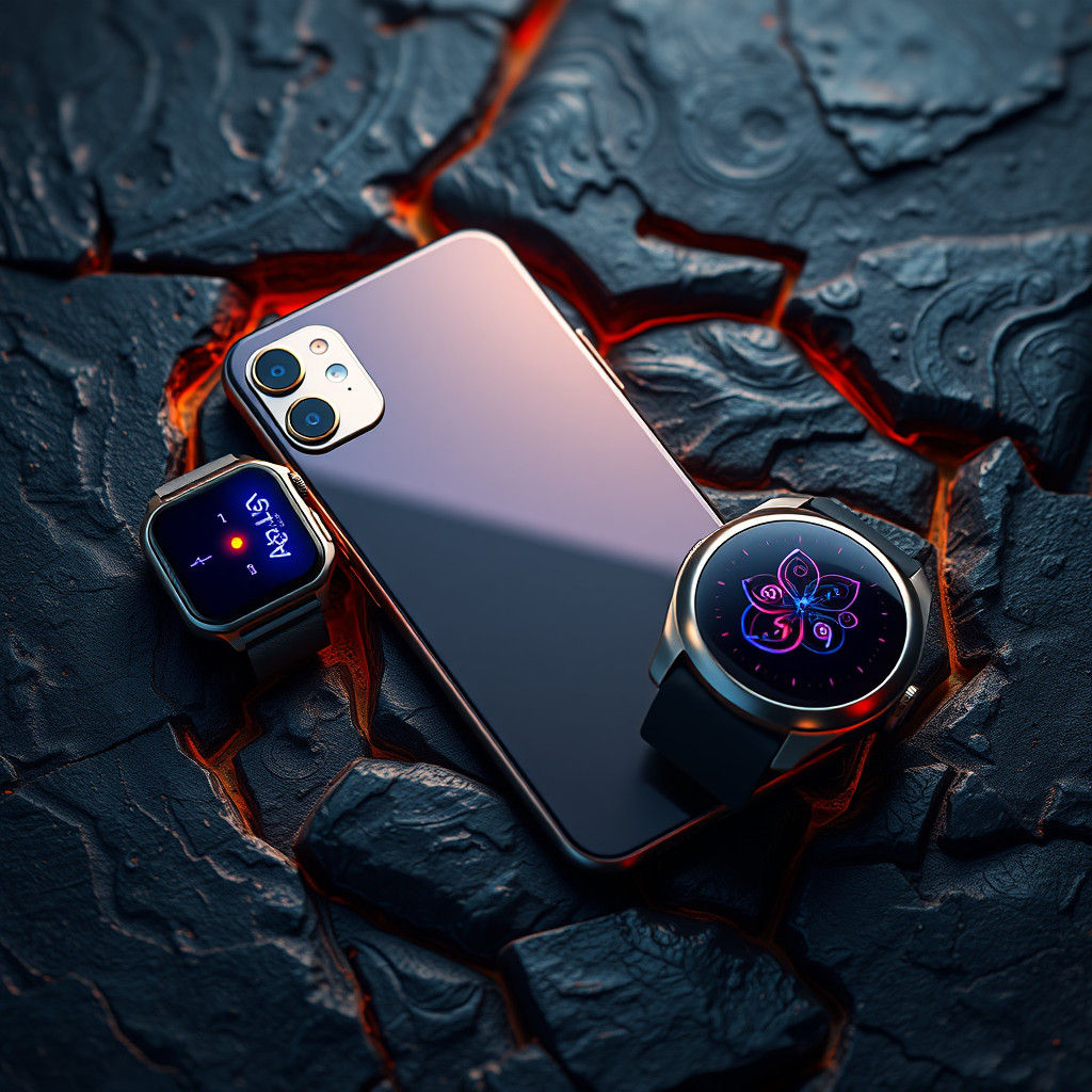 Sleek Phone Case with Glowing Tech Gadgets