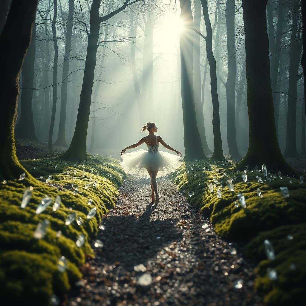 Enchanted Ballerina in Ethereal Forest Realm