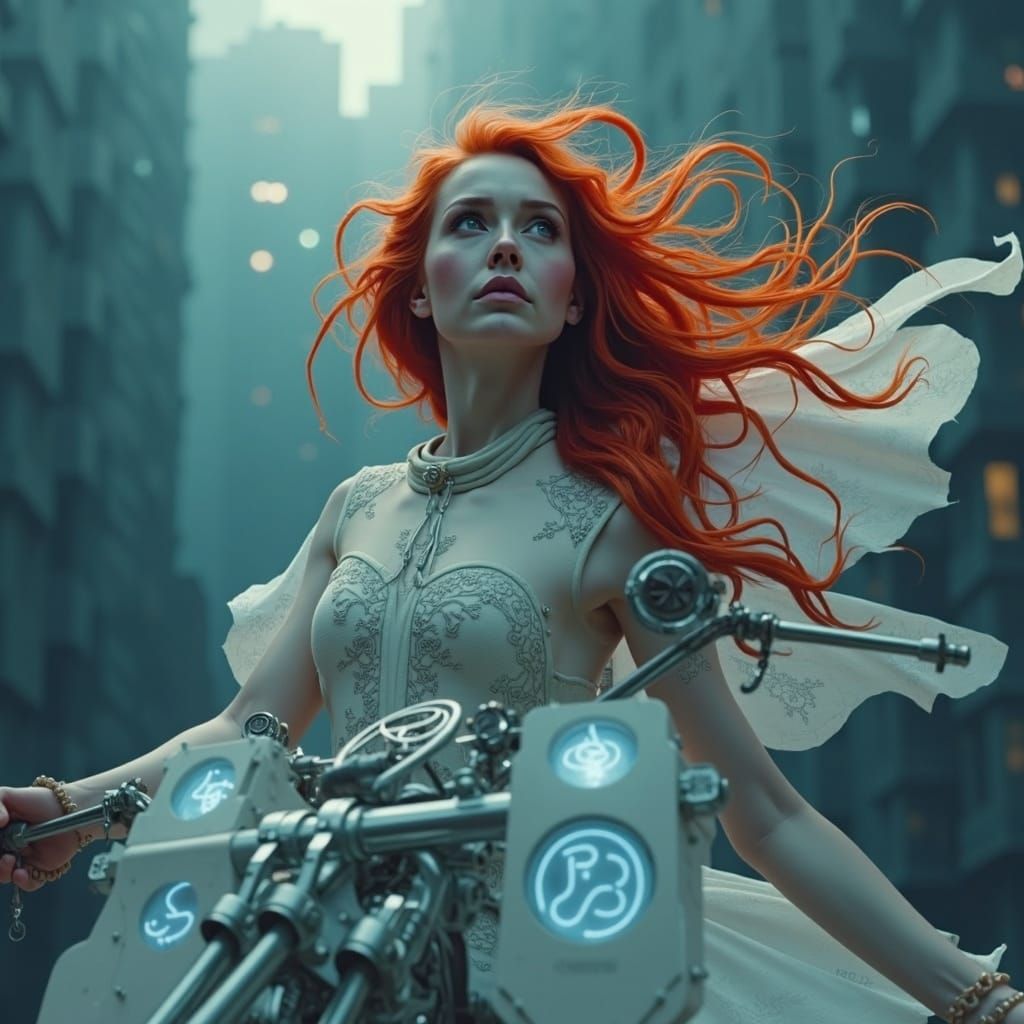 Wizard Rides Cyberpunk Motorcycle