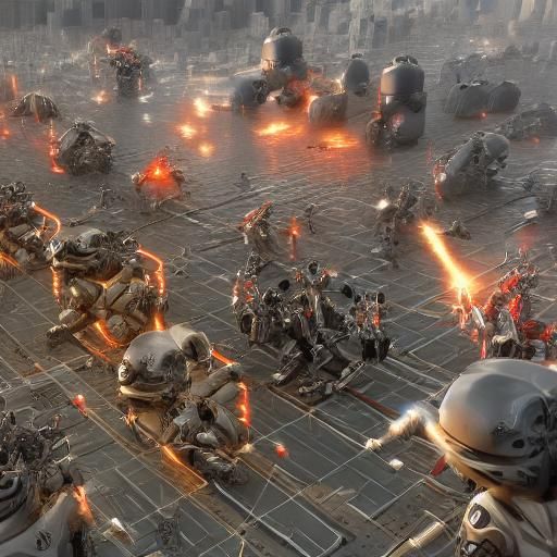 Cybernetic Robot Army in 3D Cinematic Style