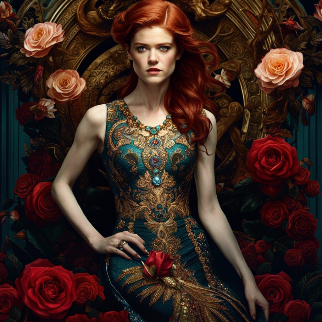 Rose Leslie  in evening dress