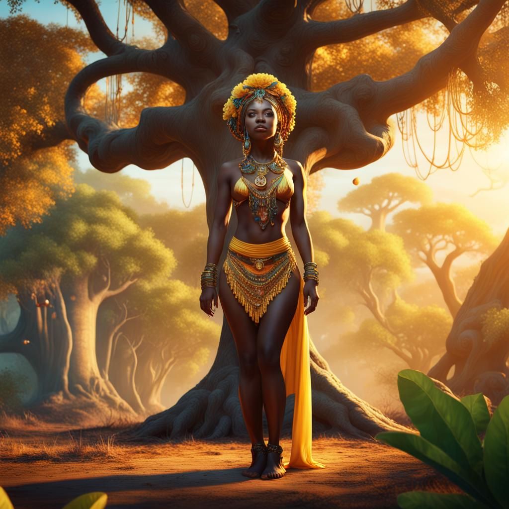 Oshun Standing Under the Baobab Tree