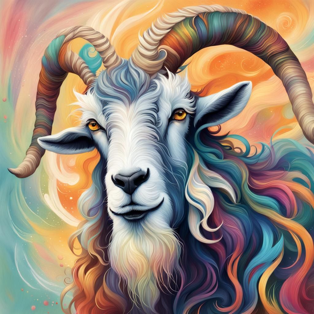 A whimsical bearded billy goat