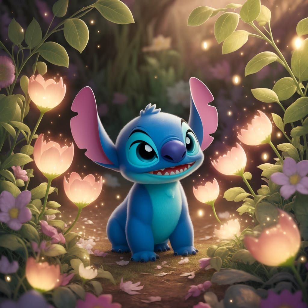 Whimsical Stitch in Enchanted Forest