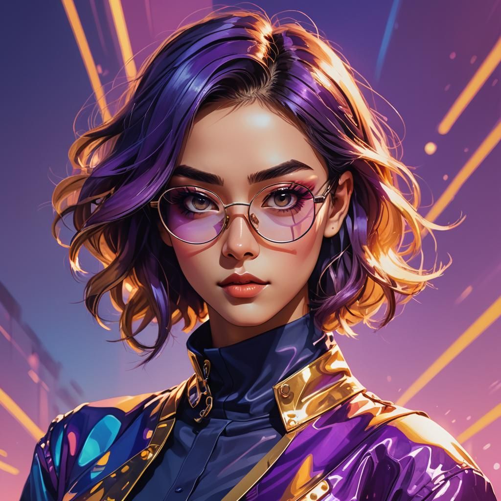 Anime Portrait: Woman with Steel Spectacles