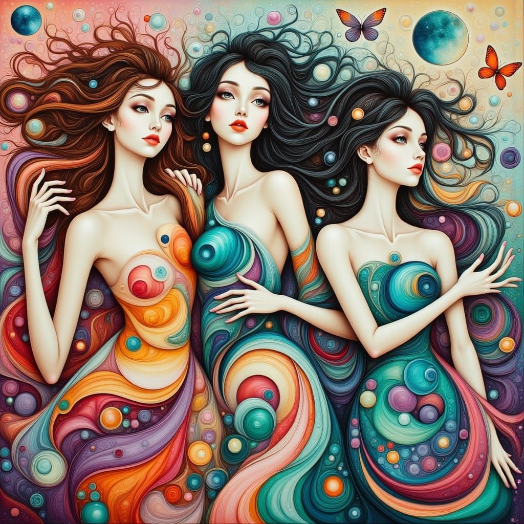 Abstract Dancers: Picasso-esque Figures with Captivating Eye...