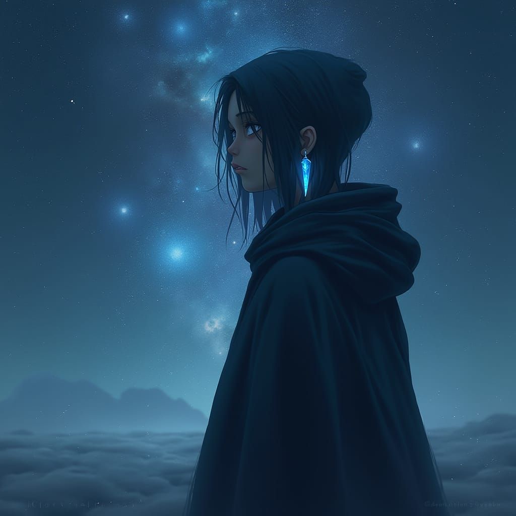 Ethereal Cosmic Guardian in Iridescent Elegance