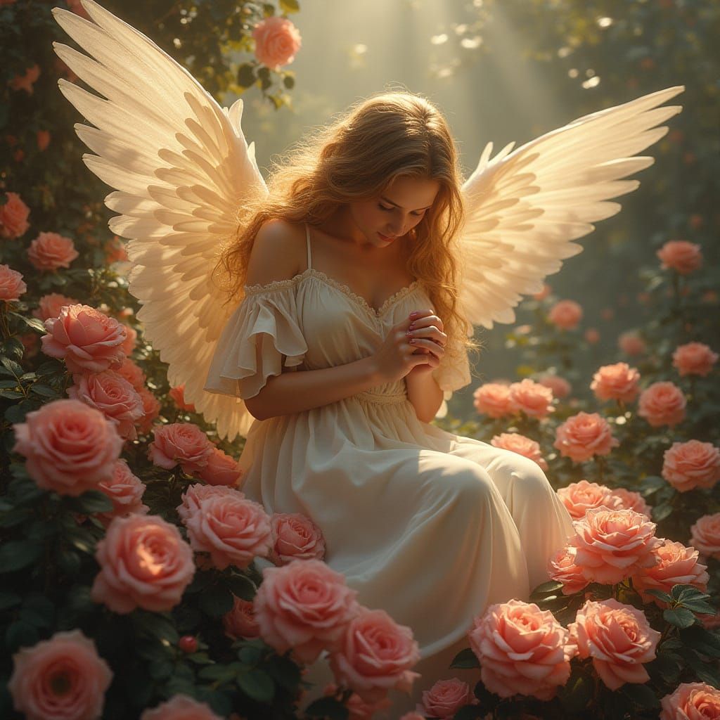 Angel in a Floral Paradise