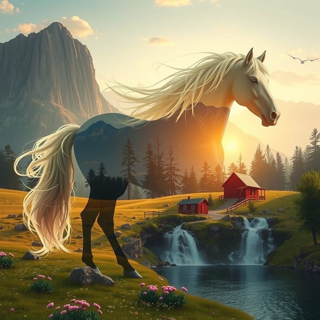 Majestic Ethereal Horse Silhouette in a Dreamy Landscape