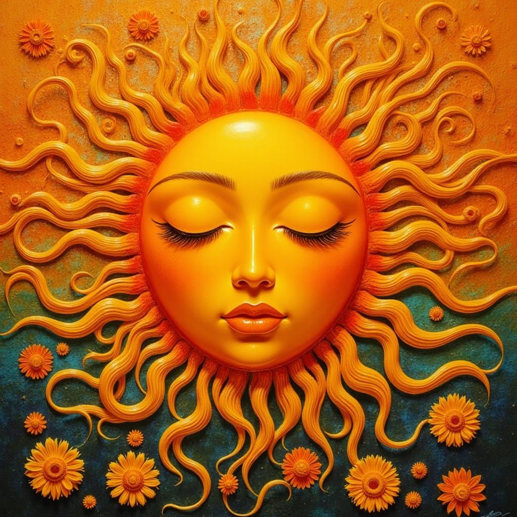 Radiant Sun in Biomorphic Dadaist Style