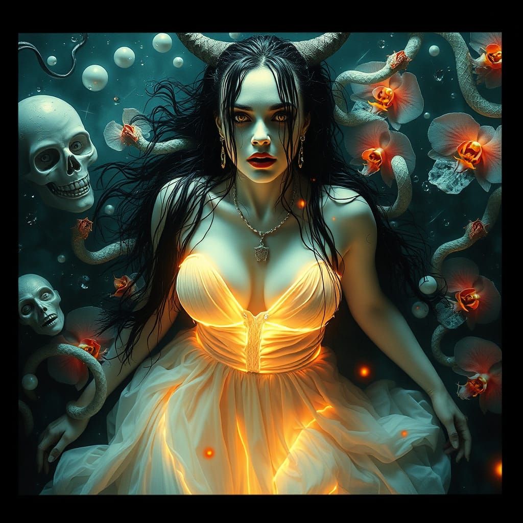 Diabolic Woman in a Giger-esque Noir Scene