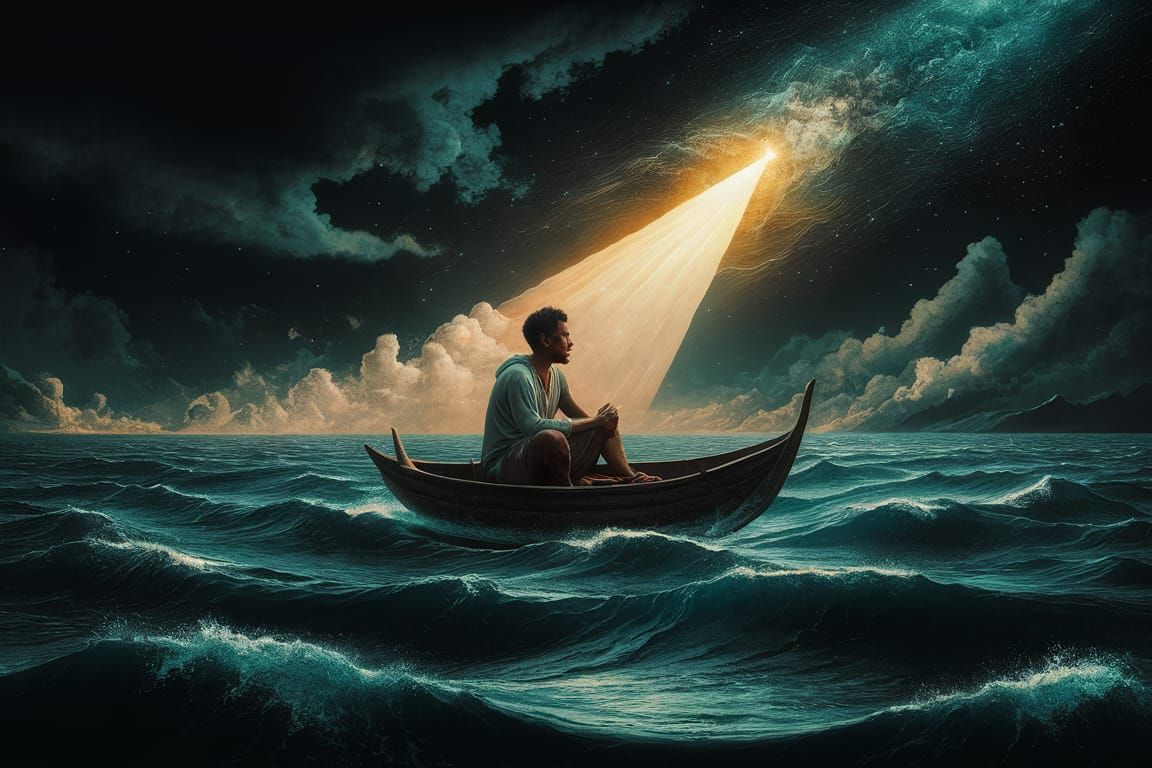 South Asian Man's Cosmic Voyage Under Starlit Sky