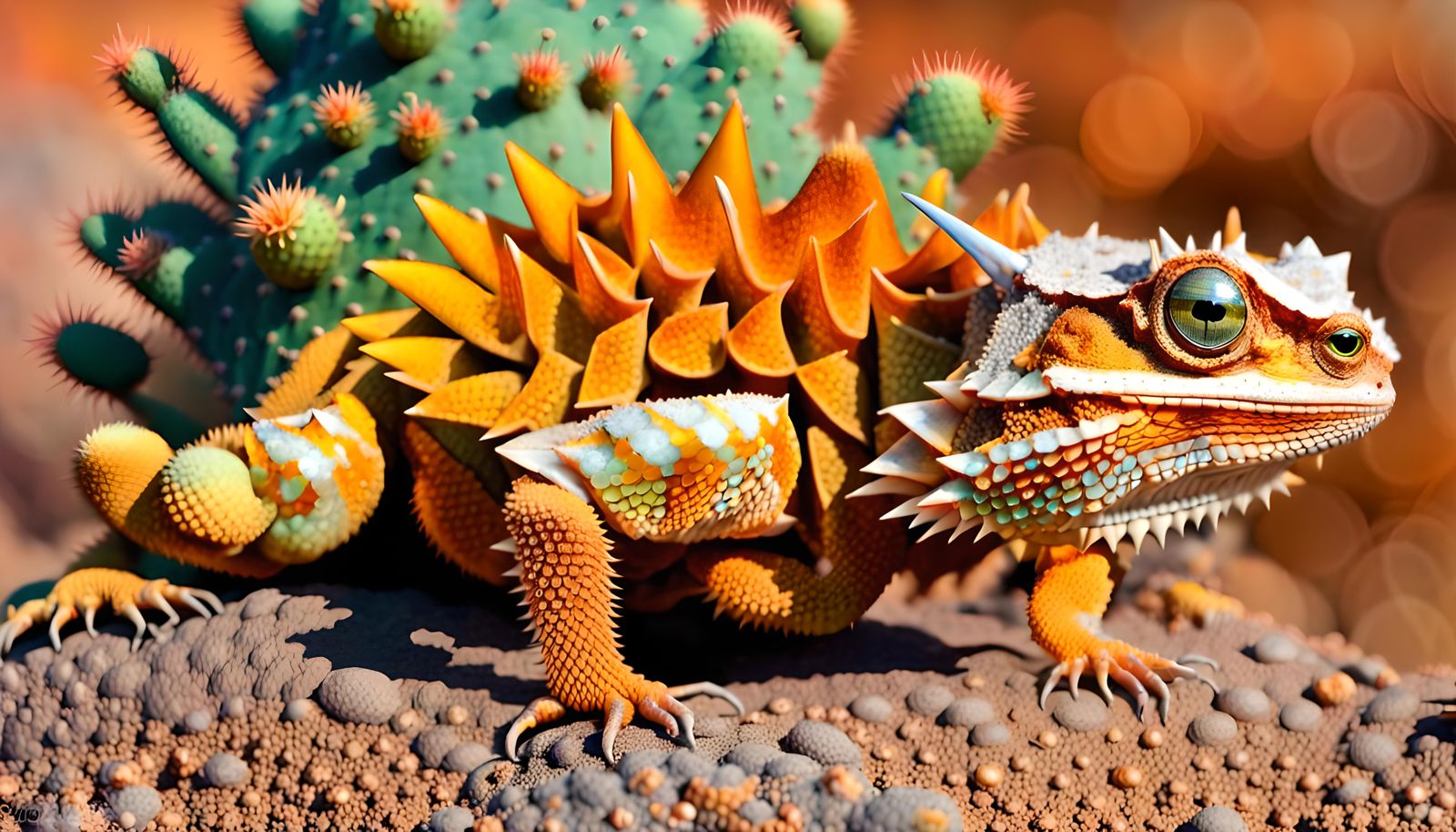 Iridescent Dragon-Scaled Lizard Portrait in Digital Painting...