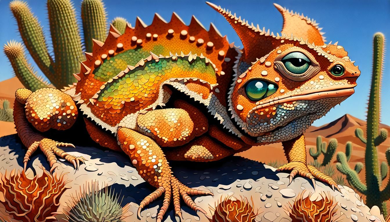 Iridescent Dragon-Scaled Lizard Portrait