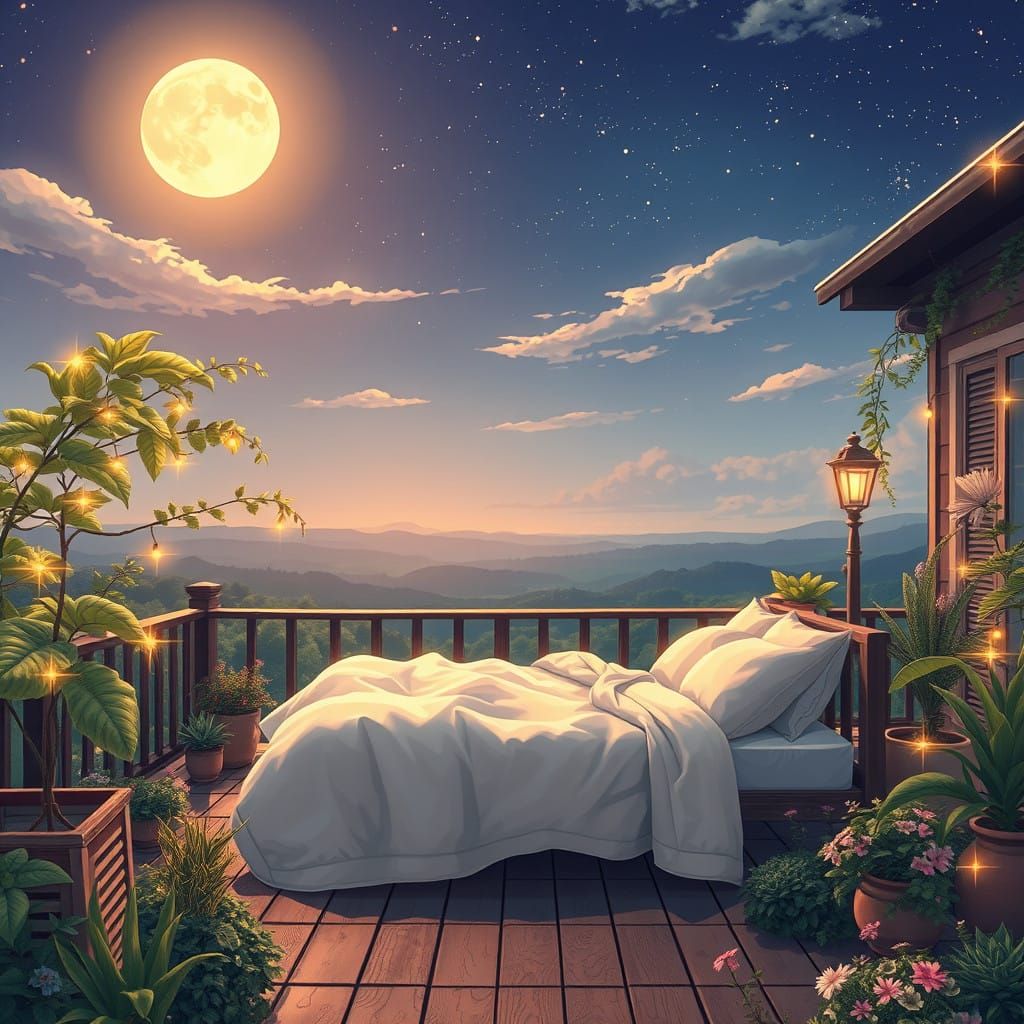 Idyllic Countryside Scene at Dusk, Inspired by Anime Art