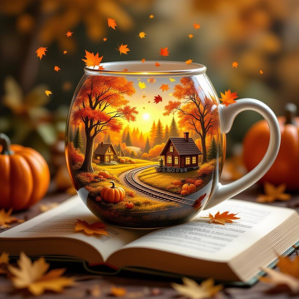 Whimsical Autumn Micro-Worlds in Painterly Style