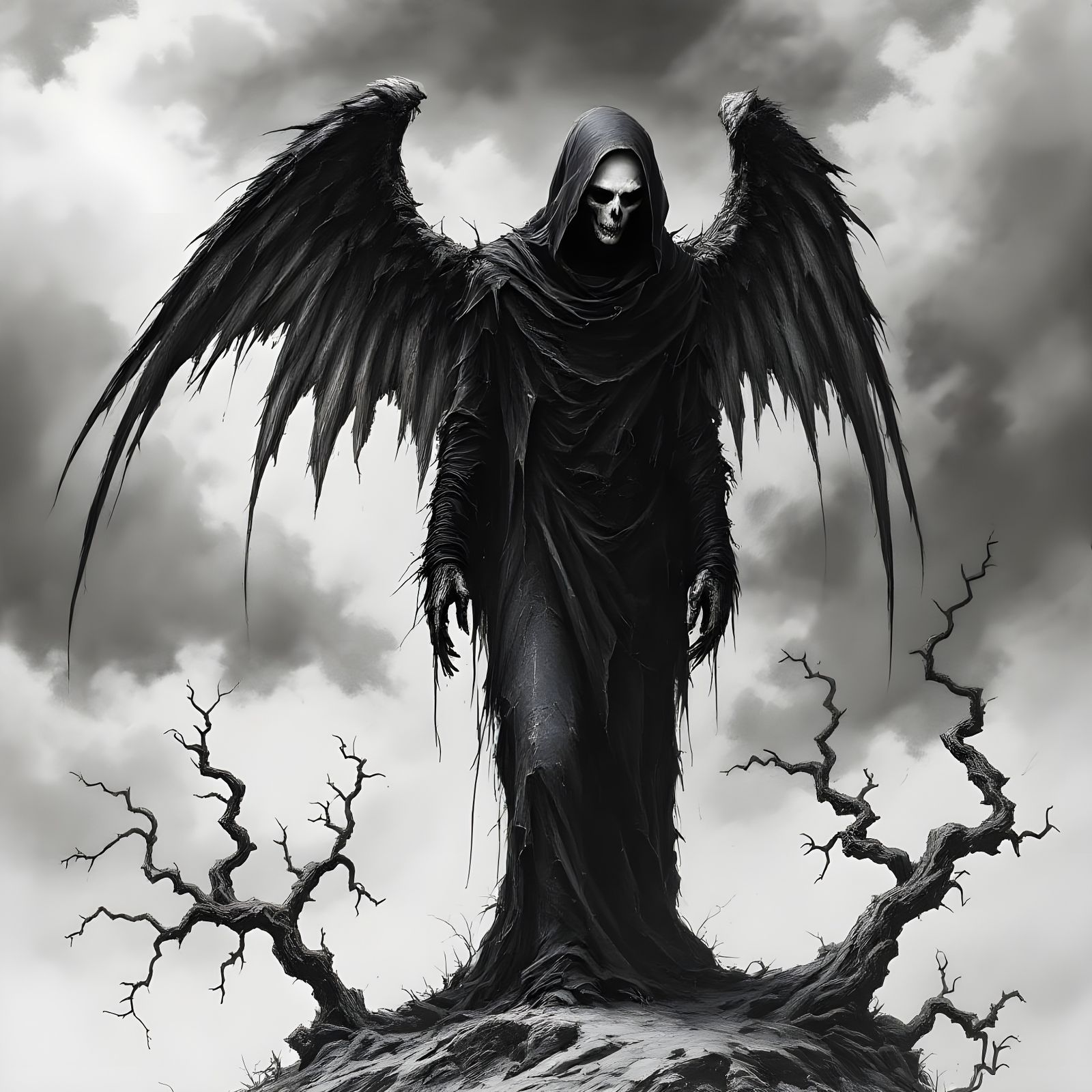 Gothic Angel of Death in Dark Elegance