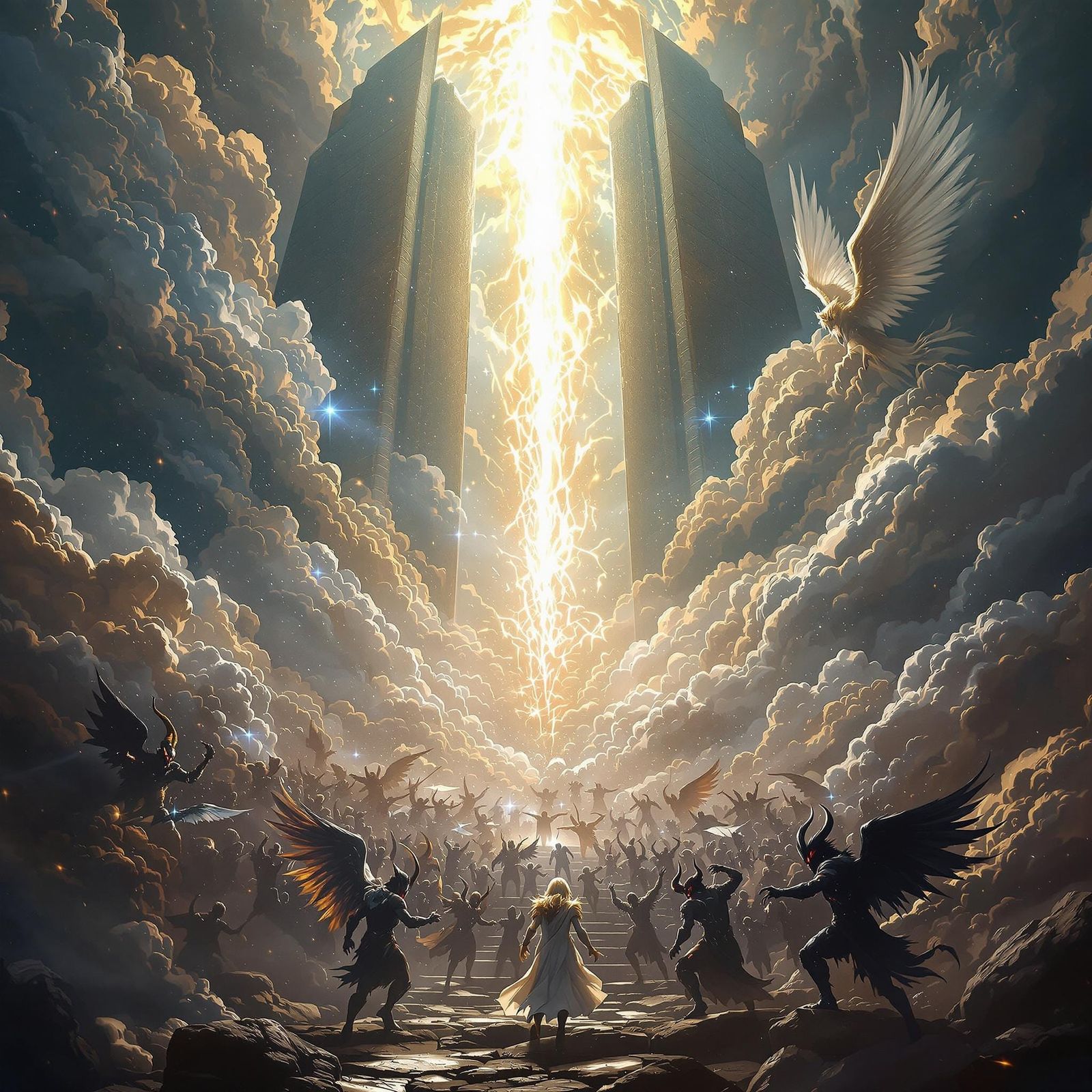Epic Angels and Demons Clash Before Heaven's Gates in Grand,...