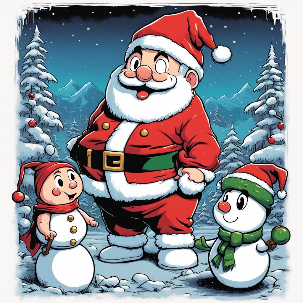 Shin Chan Santa and Snowman Comic Book Art