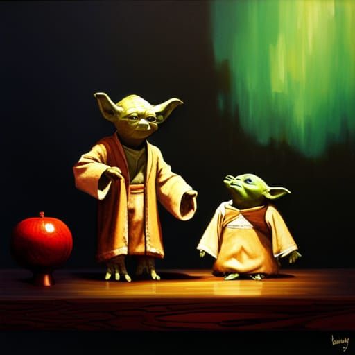 Yoda and Grogu Family Meeting Portrait