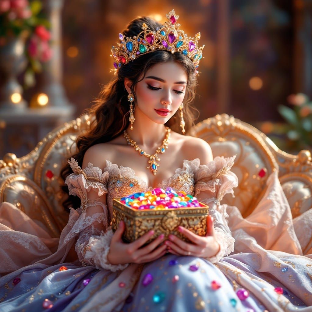 Regal Princess in Vibrant Jewel-Toned Crown