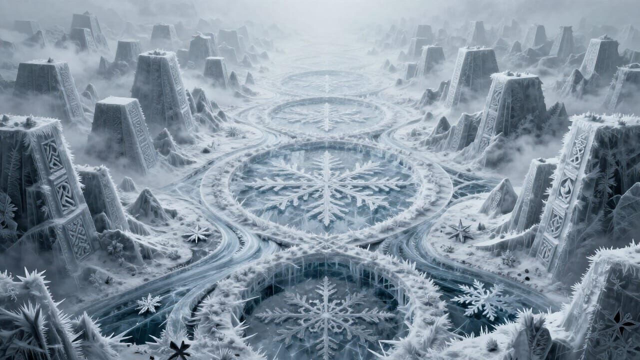 Surreal Frozen Landscape of Icy Geometry
