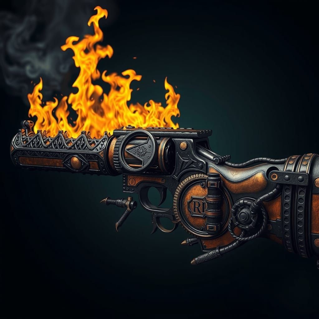 Gothic Flame Gun Forged from Cathedral Iron