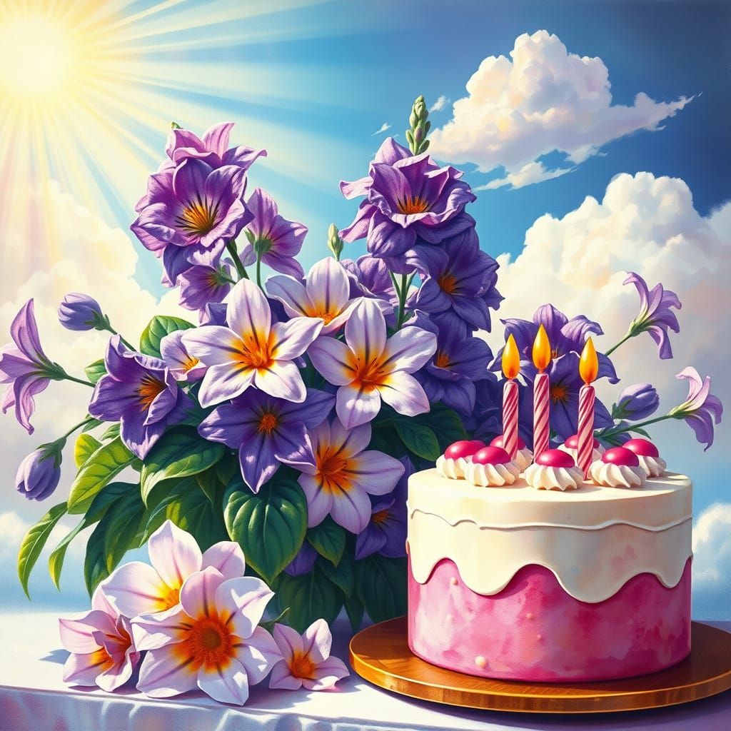 Surreal Bouquet of Violet Flowers in Divine Soft Focus