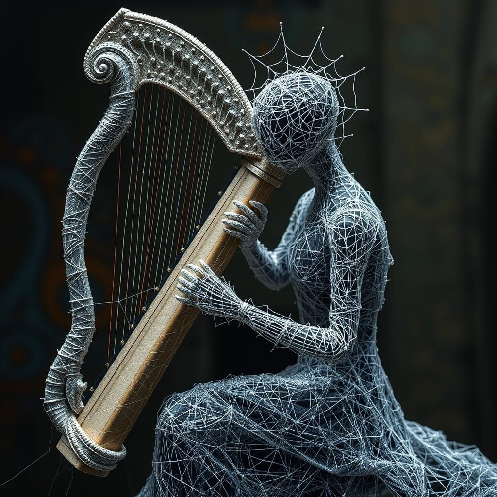 Spiderweb Harpist in Complementary Colors