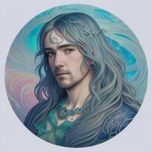 Merman Portrait with Art Nouveau Elements