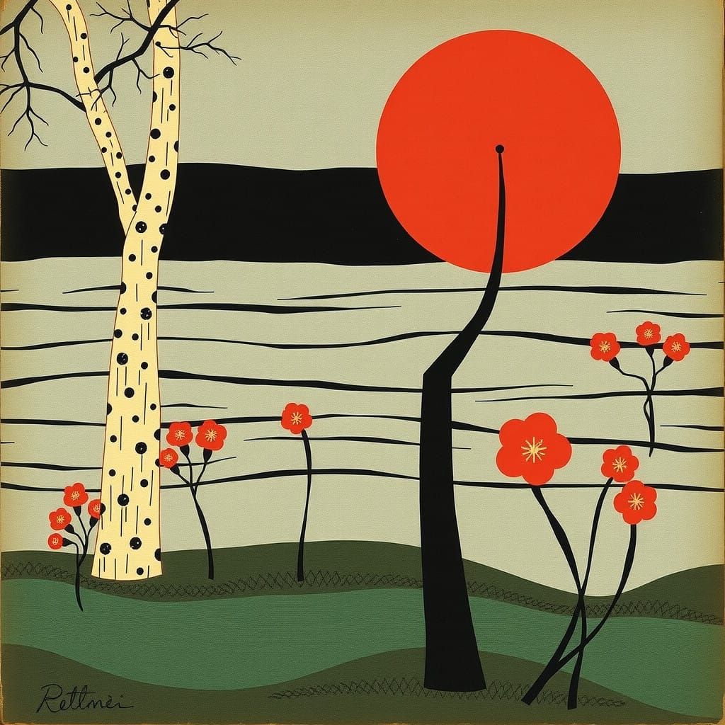 Italian Mid Century Style Print in Fornasetti Manner