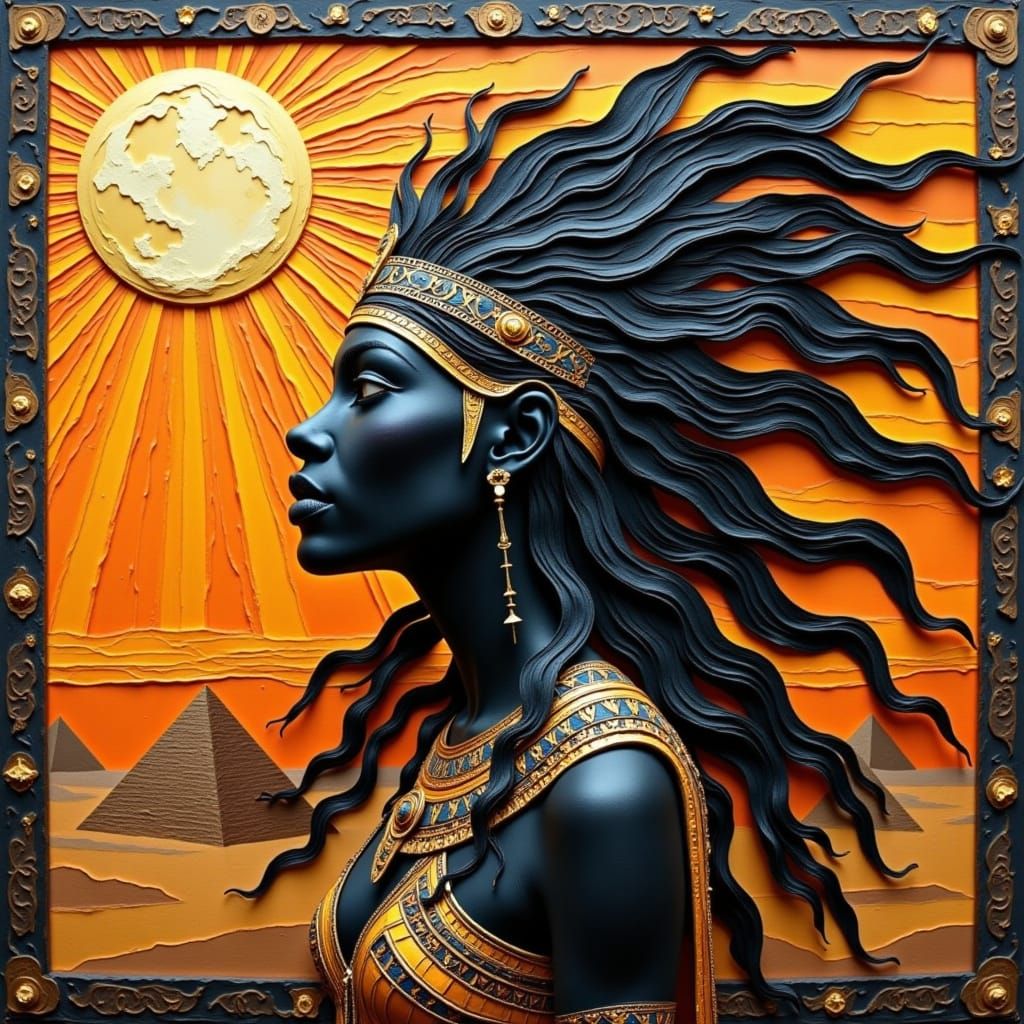 Egyptian Sand Goddess in Papercut Style